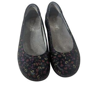 Alegria By PG Lite Womens Floral Slip-Resistant Leather Flats Size 7